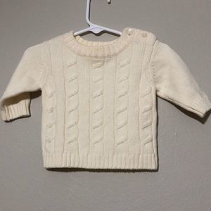 Lullaby Club Unisex 3 Month Cream Cable knit Long Sleeve Cotton Blend Sweater